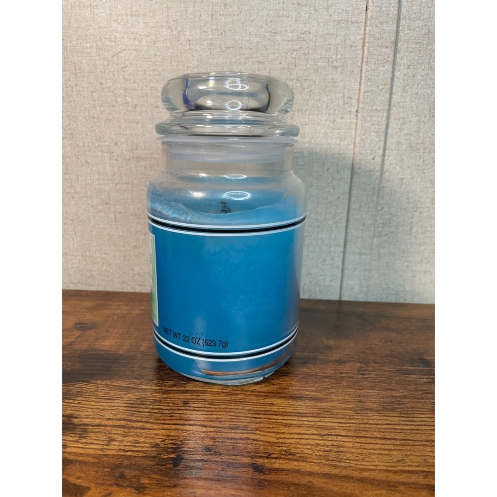 VTG YANKEE CANDLE SPLASH OF RAIN HOUSEWARMER 22 OZ LARGE JAR CANDLE BLACK BAND - Picture 2 of 7